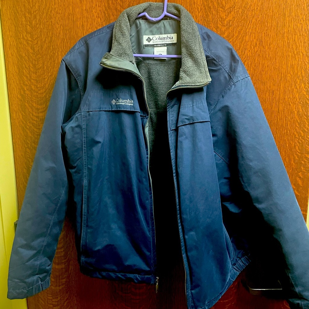 Columbia Navy 205 SM 5250 Fleece Lined Insulated Coat Jacket Zip Pocket Size XL